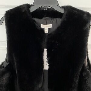 Topshop Elegant Black Faux Fur Vest 10 Women’s